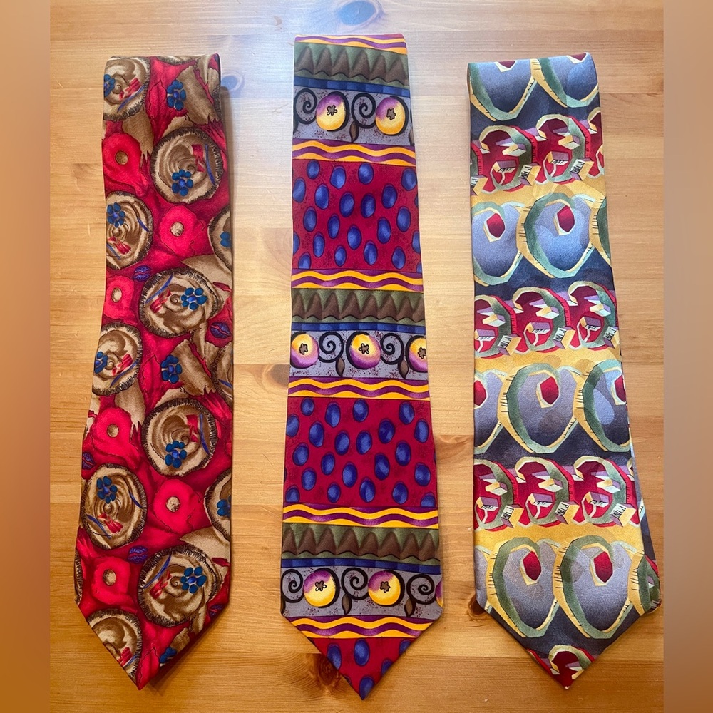 Jerry Garcia Set of 3 Silk Ties Collector's Ed._Virtual Reality Ape_Snail Garden